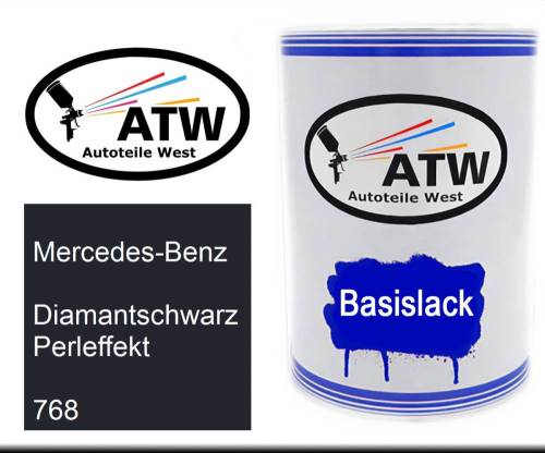 Mercedes-Benz, Diamantschwarz Perleffekt, 768: 500ml Lackdose, von ATW Autoteile West.